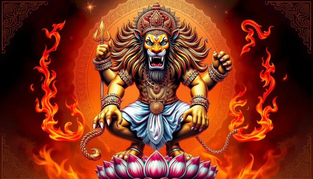 Narasimha iconography showcasing half-lion half-man representation